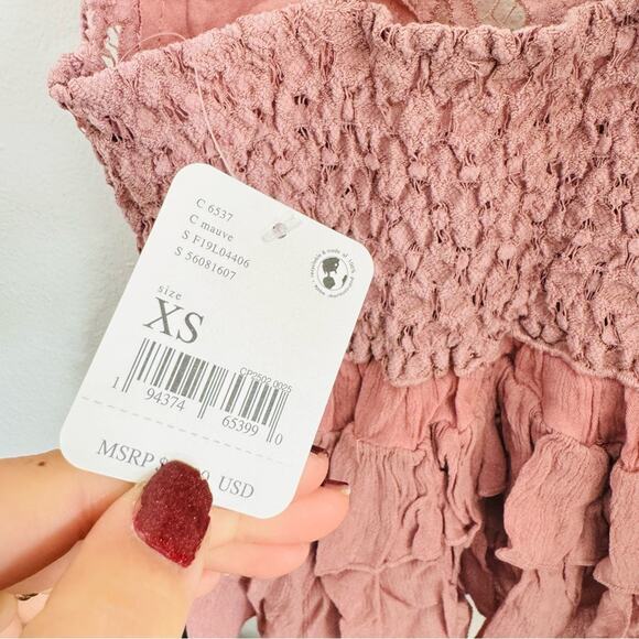 NEW FP FREE PEOPLE Pink Adella Lace Tiered Ruffle Strappy Camisole Tank Top XS - Picture 12 of 14